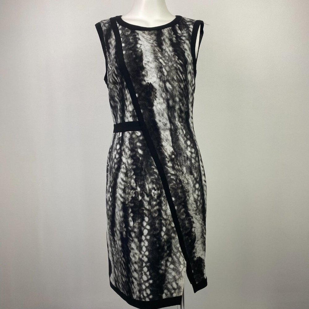 David Lawrence Size 8 Black White Women's Dress Pencil Sleeveless Workwear - Picture 2 of 15